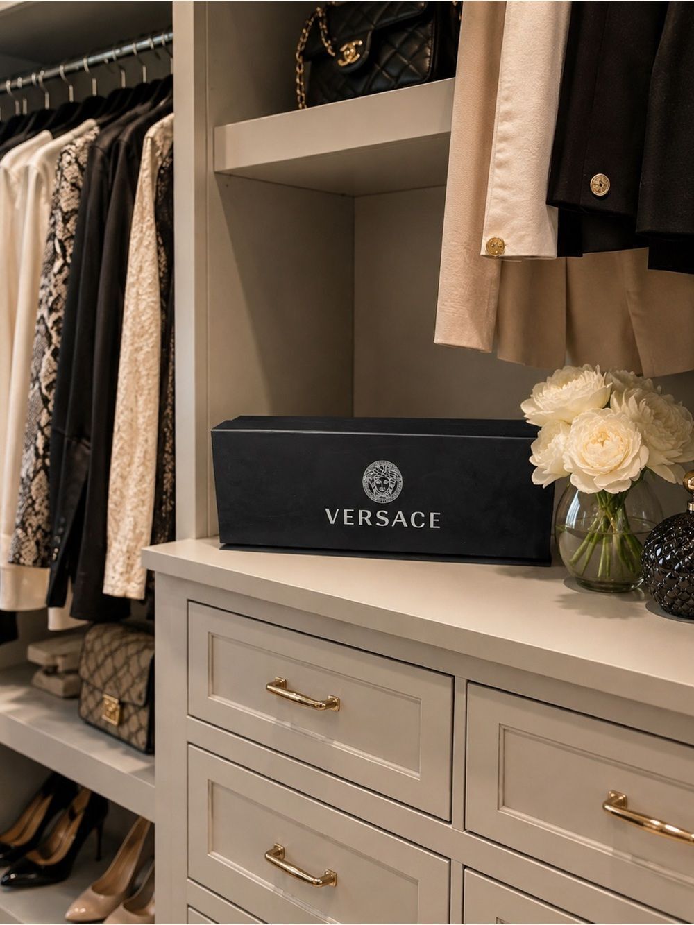 Versace Medusa Logo Black Rectangle Storage/Gift Box. 12" x 3.75" Designer